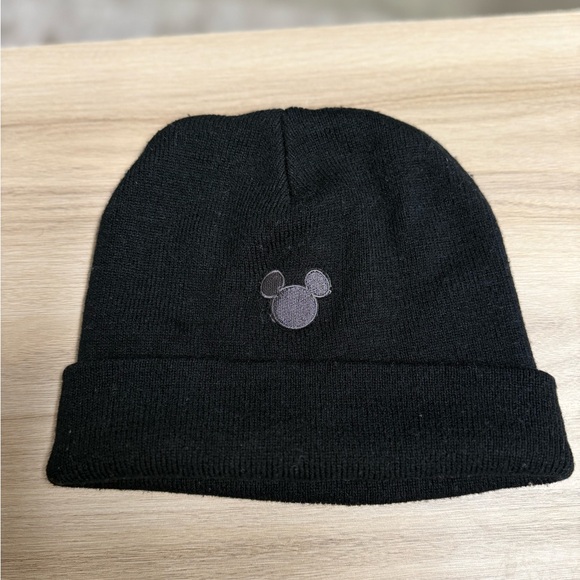 Disney Accessories - Disney Vintage Blacked Out Mickey Ears Embroidered Beanie Toque Winter Hat